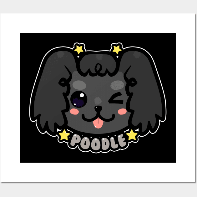 KAWAII Chibi Poodle Dog Face Wall Art by TechraNova